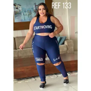 Calça Legging e Top Fitness PLUS SIZE GG e XG Conjunto Fit - REF 60