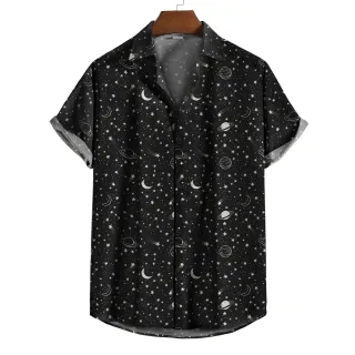 Camisa masculina estampa universo space galáxia - Verão [Ref-82] - Tamanho personalizado