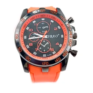 Relógio Esportivo Analógico Masculino em Aço Inoxidável - Luxo Moderno - Laranja1