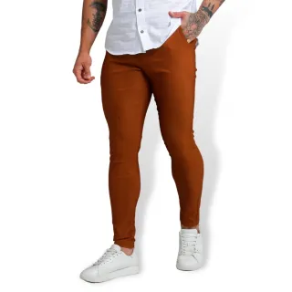 Sarja Lycra Calça Masculina Skinny Alfaiataria - Vinho