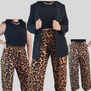 Tendência Pantalona Feminina Animal Print - Cintura Alta - Estampa 2
