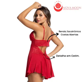 Lingerie Sensual Feminina - Camisola com Calcinha Renda Regulável - Frozen