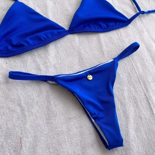 Moda Praia Biquíni Fita Top Fixo Calcinha com Forro para o Verão - Rosa Pink