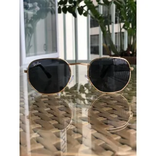 Óculos Hexagonal Retro Feminino Unissex - Preto (Todo preto)