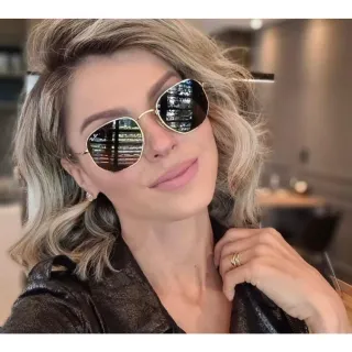 Óculos Hexagonal Retro Feminino Unissex - Preto (Todo preto)