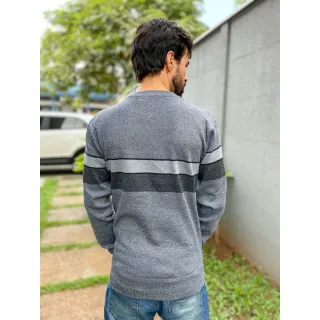 Suéter Masculino Listra Modal Inverno Frio Blusa 3RD SD367 - Cinza Escuro