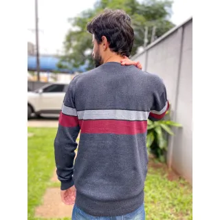 Suéter Masculino Listra Modal Inverno Frio Blusa 3RD SD367 - Cinza Escuro