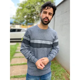 Suéter Masculino Listra Modal Inverno Frio Blusa 3RD SD367 - Cinza Escuro