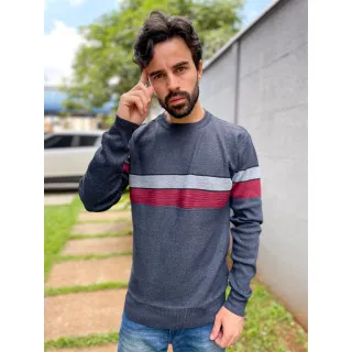 Suéter Masculino Listra Modal Inverno Frio Blusa 3RD SD367 - Cinza Escuro