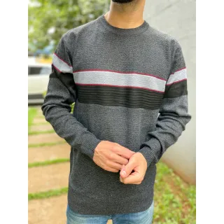 Suéter Masculino Listra Modal Inverno Frio Blusa 3RD SD367 - Cinza Escuro