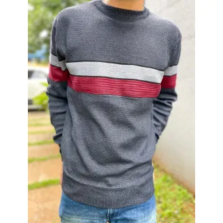Suéter Masculino Listra Modal Inverno Frio Blusa 3RD SD367 - Cinza Escuro