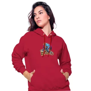 Moletom com estampa de treino Mountian Ride, capuz e bolso - Novidade na Raryel - Bordô