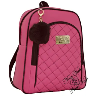 Moda Blogueira Atual - Mochila Bolsa Feminina em Courino + Lindo Chaveiro Pompom - 58 Branca Pompom