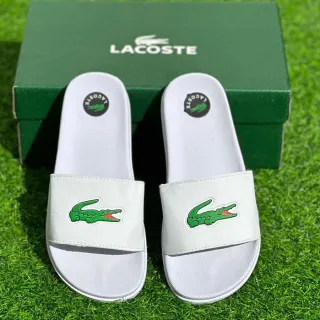 Sandália slide Lacoste unissex, modelo nuvem croco REF: 01 - Branco-Verde