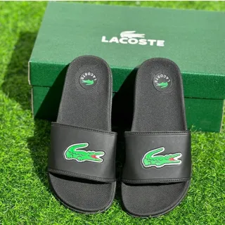 Sandália slide Lacoste unissex, modelo nuvem croco REF: 01 - Branco-Verde