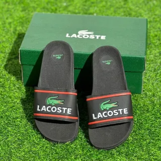 Sandália slide Lacoste unissex, modelo nuvem croco REF: 01 - Branco-Verde