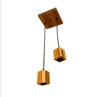 Duplo Pendente Rústico em Madeira Teca - Único