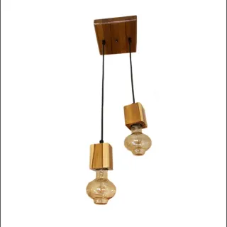 Duplo Pendente Rústico em Madeira Teca - Único