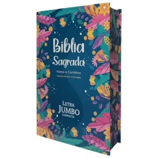 Letra Jumbo - Bíblia Sagrada Feminina Azul com Folhagens - Único