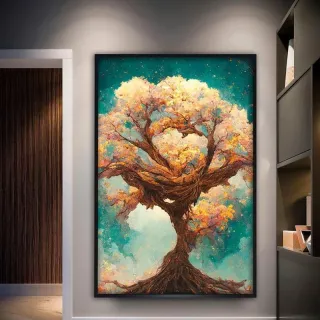 Pintura Árvore Quadro Decorativo 90x70cm