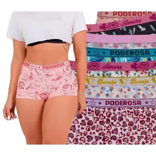 Boxer Feminina Calcinha Kit 10 Short Adulto Cuecas Calcinhas Box - Lisas Sortida