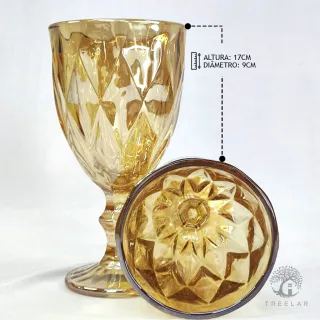 Taças de Vidro Diamond Transparente Âmbar 260ml - Jogo 6 - Único