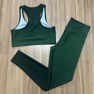 Calça Legging Feminina Estampada Degrade + Conjunto Top Nadador - Fitness Academia - Rosa Claro