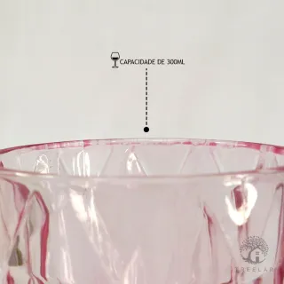 Taças de Vidro Diamond Transparente Lilás - Jogo com 6 unidades - Lilás