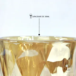 Taças de Vidro Diamond Transparente Âmbar 260ml - Jogo 6 - Único