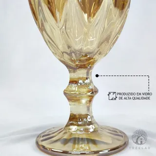 Taças de Vidro Diamond Transparente Âmbar 260ml - Jogo 6 - Único
