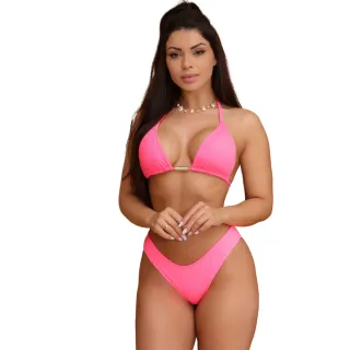 Biquini Neon Barbie Rosa - Fio Dental Cortininha Asa Delta - VERMELHO s/ bojo