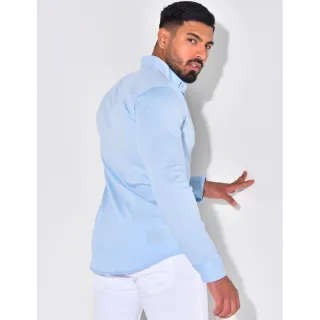 Slim Fit Azul Clara Camisa Social Esporte Fino - Branca