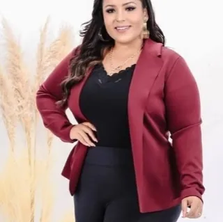 Casaco Blazer Plus Size Feminino Neoprene G1 G2 G3 - Preto