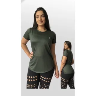 Camiseta Dry Fit Long Line Tapa Bumbum Blusa Sobre Legging Feminina Academia - Marinho