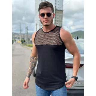 Regata Masculina Longline, Camiseta Regata Masculina - Branco
