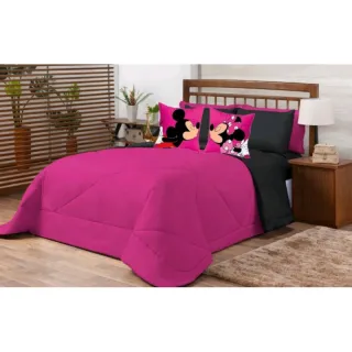 8 Peças Kit Edredom Queen Casal Temático Beijo - Vermelho