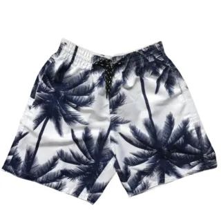 Moda praia masculina: bermuda floral em tactel, short masculino de alta qualidade - Azul Escuro