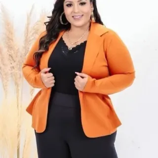 Casaco Blazer Plus Size Feminino Neoprene G1 G2 G3 - Preto