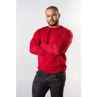 Suéter Nervura Masculino MD2023 - Vermelho