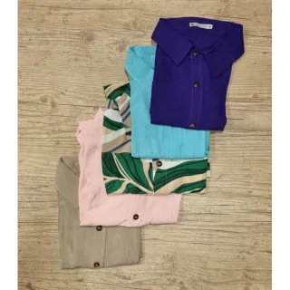 Havaiana Azul Camisa Masculina Manga Curta Lisa - Azul