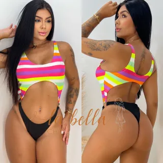 Maiô Fio Dental Argola Cavado Asa Delta Amarrar Lateral Lacinho - Drika Rosa Texturizado Fio De