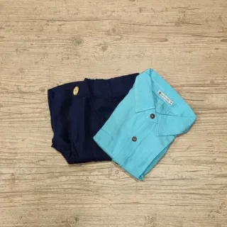 Havaiana Azul Camisa Masculina Manga Curta Lisa - Azul