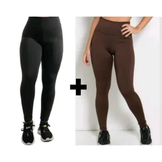 Caminhada Fitness Suplex Kit 2 Calças Legging Feminina Treino Academia - Estampada e Estampada