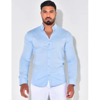 Slim Fit Azul Clara Camisa Social Esporte Fino - Branca