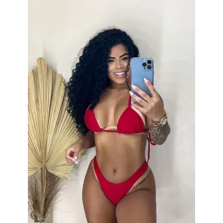 Conjunto fio dental biquíni Anita Luiza - blogueira - Fio dental vermelho