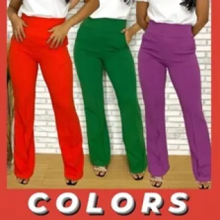 Malha Crepe Flare Calça Feminina Estilo Social - Branco