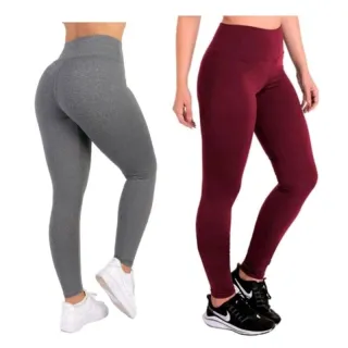 Caminhada Fitness Suplex Kit 2 Calças Legging Feminina Treino Academia - Estampada e Estampada
