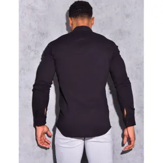 Moderna Camisa Masculina Slim Branca Social Esporte Fino - Preta