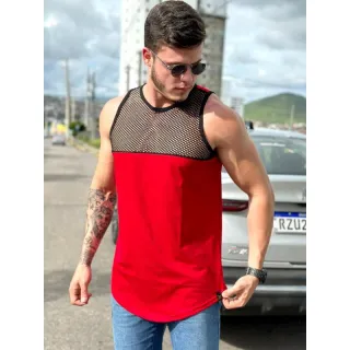 Regata Masculina Longline, Camiseta Regata Masculina - Branco