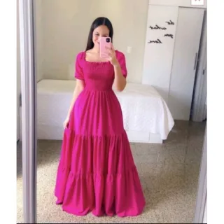 Vestido longo princesa blogueira feminino, REF - 203 - Verde água